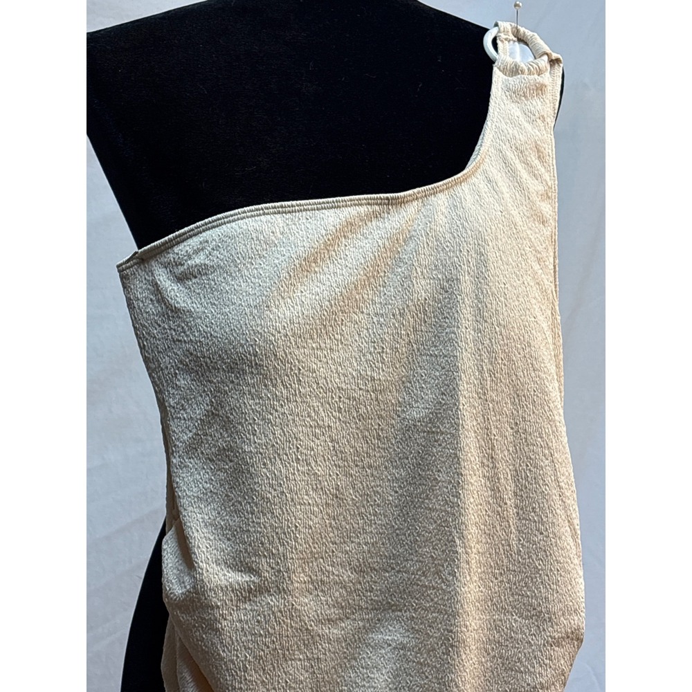 Summer Mae One Shoulder Textured Suit Champagne Ring Detail Ruched Japan Large - Picture 3 of 9